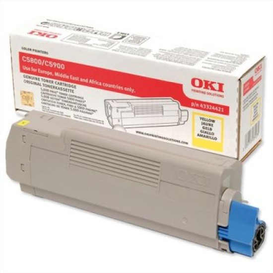 OKI 43324421 Sarı Orjinal Toner - C5800 / C5900 T6491 OKI 43324421 Sarı Orjinal Toner - C5800 / C5900 T6491