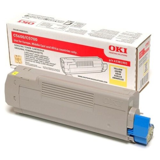 OKI 43381905 Sarı Orjinal Toner - C5600 / C5700 T14809 OKI 43381905 Sarı Orjinal Toner - C5600 / C5700 T14809