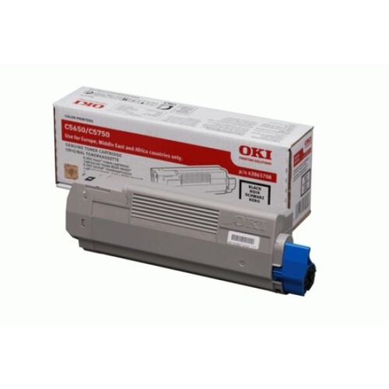 OKI 43865708 Siyah Orjinal Toner - C5650 / C5750 T12408 OKI 43865708 Siyah Orjinal Toner - C5650 / C5750 T12408