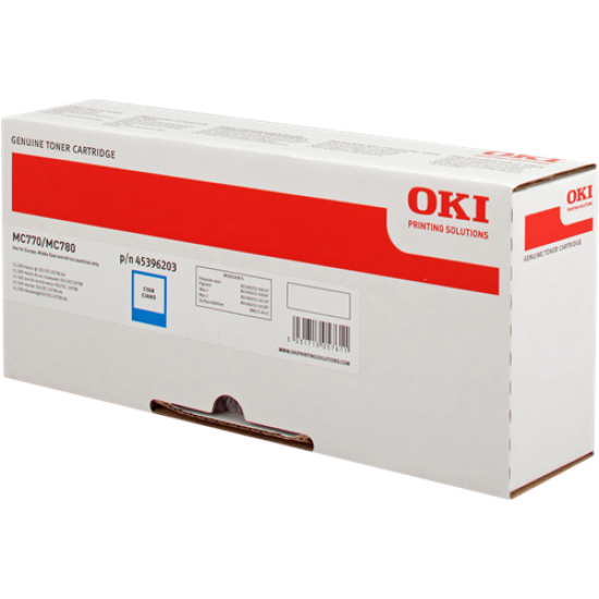 OKI 45396203 Mavi Orjinal Toner - MC770 / MC780 T8008 OKI 45396203 Mavi Orjinal Toner - MC770 / MC780 T8008