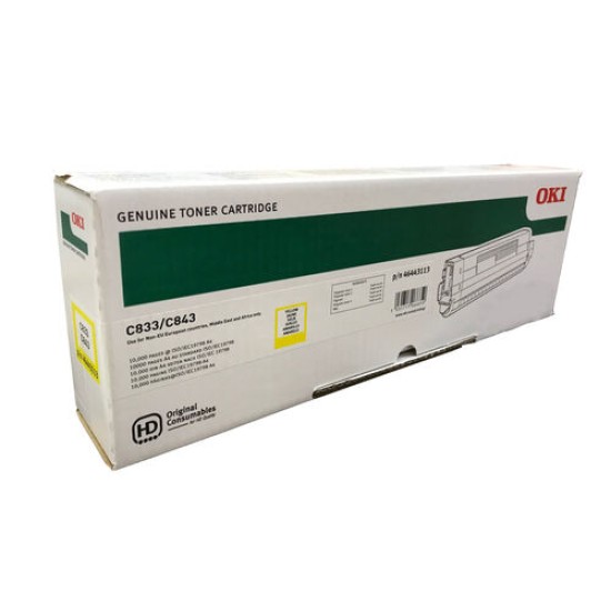 OKI 46443113 Sarı Orjinal Toner - C833 / C843 T14100 OKI 46443113 Sarı Orjinal Toner - C833 / C843 T14100