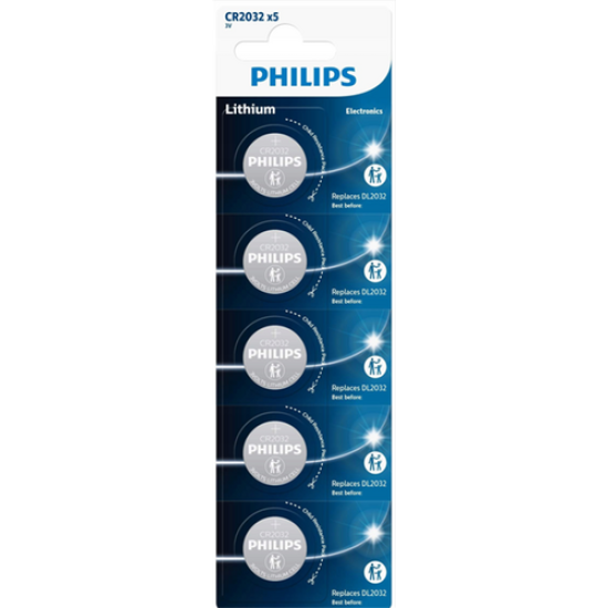 Philips CR2032P5/01B CR2032 Lityum Pil 5li Kartela 3V Philips CR2032P5/01B CR2032 Lityum Pil 5li Kartela 3V