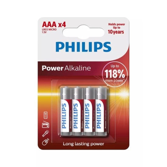 Philips LR03P4B/10 Power Alkaline Pil AAA Philips LR03P4B/10 Power Alkaline Pil AAA