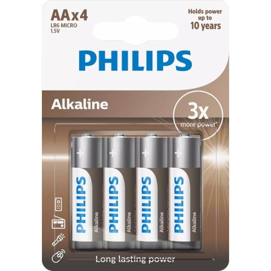 Philips LR6A4B/10 Alkaline Pil AA 1.5V Philips LR6A4B/10 Alkaline Pil AA 1.5V
