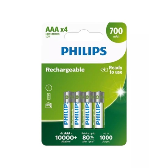 Philips R03B4A70/10 Şarj Edilebilir Pil AAA 700mAh Philips R03B4A70/10 Şarj Edilebilir Pil AAA 700mAh