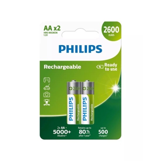 Philips R6B2A260/10 Şarj Edilebilir Pil AA 2600mAh Philips R6B2A260/10 Şarj Edilebilir Pil AA 2600mAh