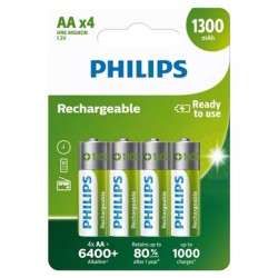 Philips R6B4A130/10 Şarj Edilebilir Pil AA 1300 mAh Philips R6B4A130/10 Şarj Edilebilir Pil AA 1300 mAh