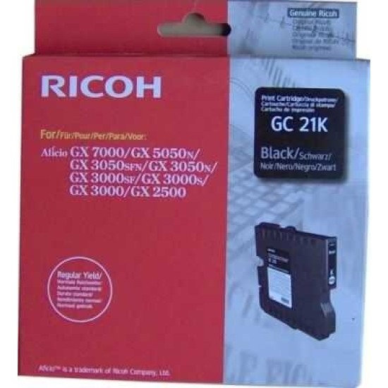 Ricoh GC-21K 405532 Siyah Orjinal Kartuş - GX-3000 / GX-3050 Ricoh GC-21K 405532 Siyah Orjinal Kartuş - GX-3000 / GX-3050