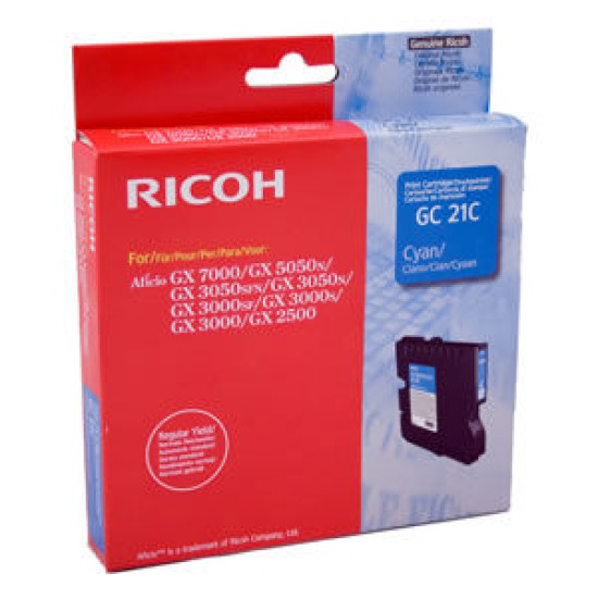 Ricoh GC21C Mavi Orjinal Kartuş - GX2500, GX3050, GX3000, GX5050 T7423 Ricoh GC21C Mavi Orjinal Kartuş - GX2500, GX3050, GX3000, GX5050 T7423