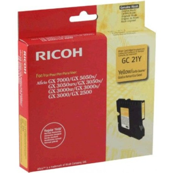 Ricoh GC21Y Sarı Orjinal Kartuş - GX2500, GX3050, GX3000, GX5050 T7422 Ricoh GC21Y Sarı Orjinal Kartuş - GX2500, GX3050, GX3000, GX5050 T7422