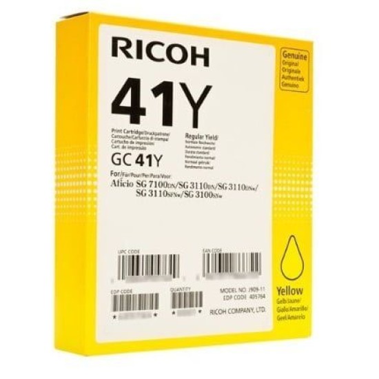 Ricoh GC41Y 405768 / 405764 Geljet Sarı Orjinal Kartuş SG2100 / SG3110 / SG3100 T11685 Ricoh GC41Y 405768 / 405764 Geljet Sarı Orjinal Kartuş SG2100 / SG3110 / SG3100 T11685
