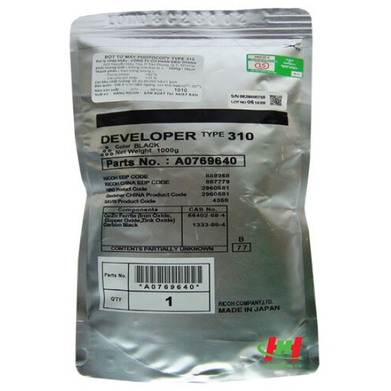Ricoh Type 310 A076-9640 Siyah Developer T15272 Ricoh Type 310 A076-9640 Siyah Developer T15272