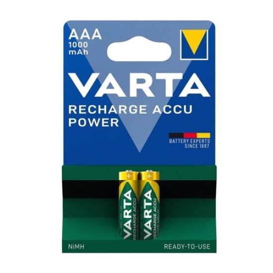 Varta 5703 2'Li Paket Şarj Edilebilir İnce Kalem Pil AAA 1000 mAh Varta 5703 2'Li Paket Şarj Edilebilir İnce Kalem Pil AAA 1000 mAh