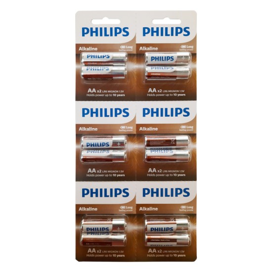 Philips LR6A12S/10 Alkaline Pil AA 12Lİ (6x2) Philips LR6A12S/10 Alkaline Pil AA 12Lİ (6x2)