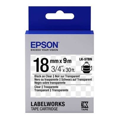 Epson C53S655008 Transparan Üzerine Siyah Orjinal Etiket Şeridi - LW-400 / LW-600P