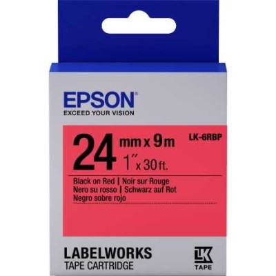 Epson C53S656004 Kırmızı Üzerine Siyah Orjinal Etiket Şeridi - LW-400 / LW-600P