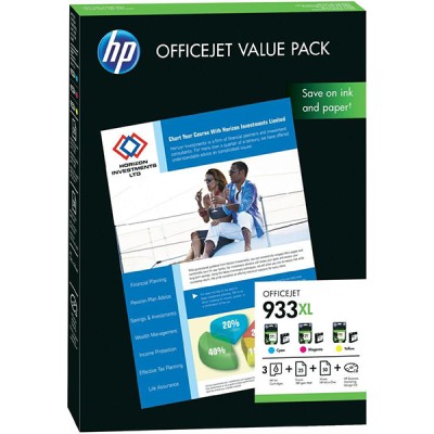 HP CR711AE 3lü Set Renkli Kartuş + 25 Adet 180 Gr A4 Mat Kağıt + 50 Adet A4 Kağıt - Officejet 6100