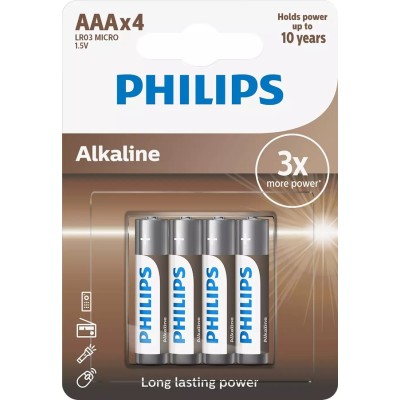 Philips LR03A4B/10 Alkaline Pil AAA 1.5V