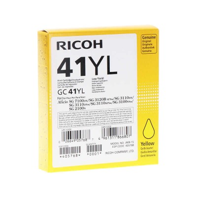 Ricoh GC41YL 405768 Geljet Sarı Orjinal Kartuş - SG2100 / SG3110 / SG3100