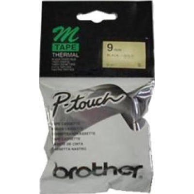 Brother M-821 Altın Üzerine Siyah P-Touch Etiket 9mm - PT-55 / PT-60 / PT-80 (T6250)
