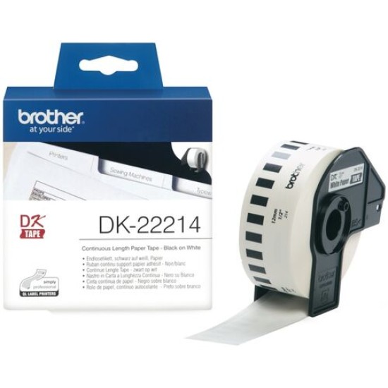 Brother P-Touch DK-22214 DK Sürekli Kağıt Etiket 12mm x 30.48m Brother P-Touch DK-22214 DK Sürekli Kağıt Etiket 12mm x 30.48m