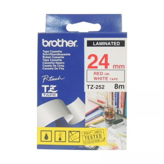 Brother TZ-252 (24MM) Kırmızı Lamine Etiket Brother TZ-252 (24MM) Kırmızı Lamine Etiket