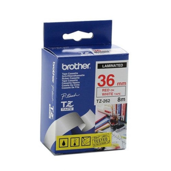 Brother TZ-262 (36MM) Kırmızı Lamine Etiket Brother TZ-262 (36MM) Kırmızı Lamine Etiket