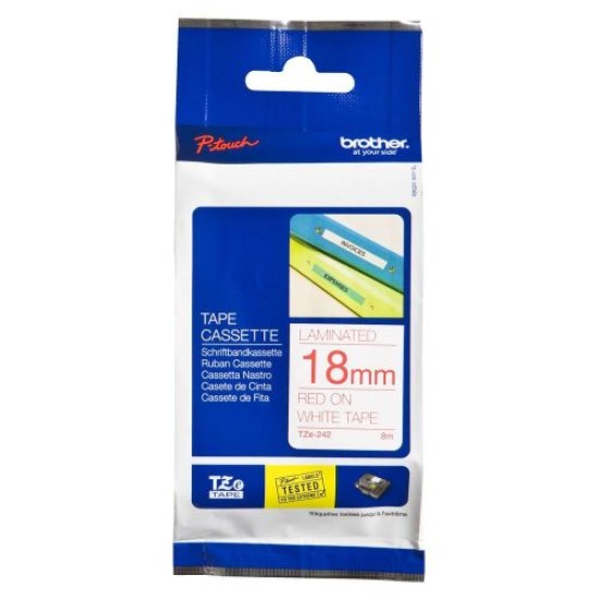 Brother TZE-242 (18MM) Kırmızı Lamine Etiket Brother TZE-242 (18MM) Kırmızı Lamine Etiket