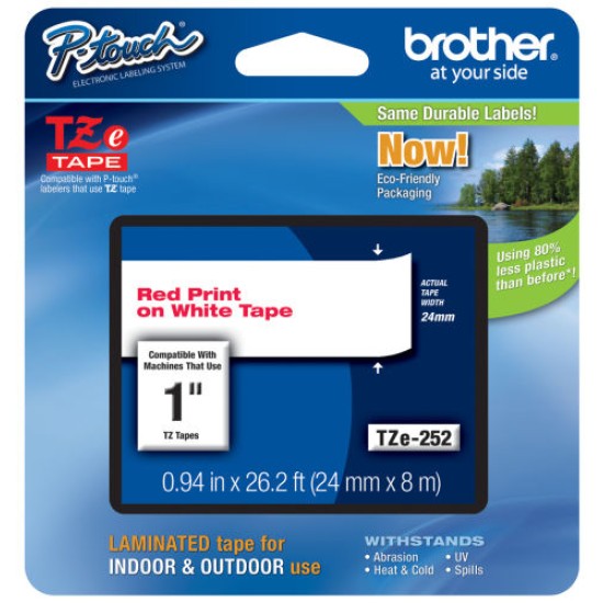 Brother TZE-252 (24MM) Kırmızı Lamine Etiket Brother TZE-252 (24MM) Kırmızı Lamine Etiket