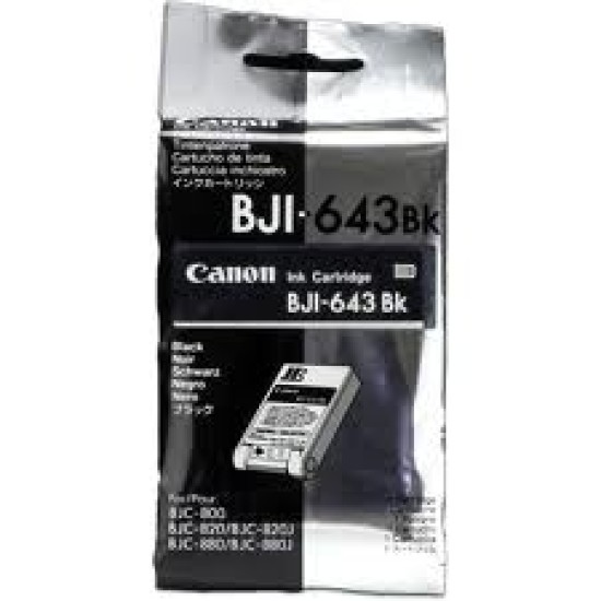 Canon BJI-643BK (1009A001) Siyah Orjinal Kartuş - BJC-800 / BJC-820 Canon BJI-643BK (1009A001) Siyah Orjinal Kartuş - BJC-800 / BJC-820