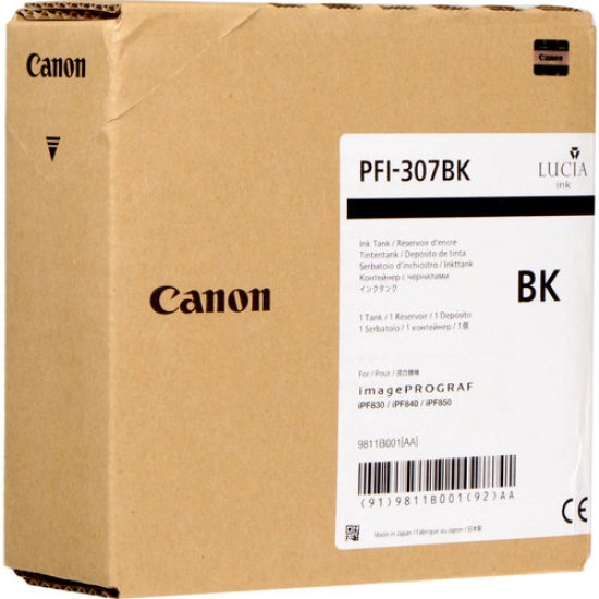 Canon PFI-307BK (9811B001) Siyah Orjinal Kartuş - iPF830 / iPF840 Canon PFI-307BK (9811B001) Siyah Orjinal Kartuş - iPF830 / iPF840