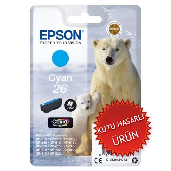 Epson C13T261240 (26) Mavi Orjinal Kartuş - XP-600 (C) (T16749) Epson C13T261240 (26) Mavi Orjinal Kartuş - XP-600 (C) (T16749)