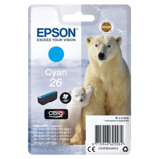 Epson C13T261240 (26) Mavi Orjinal Kartuş - XP-600 (T1890)