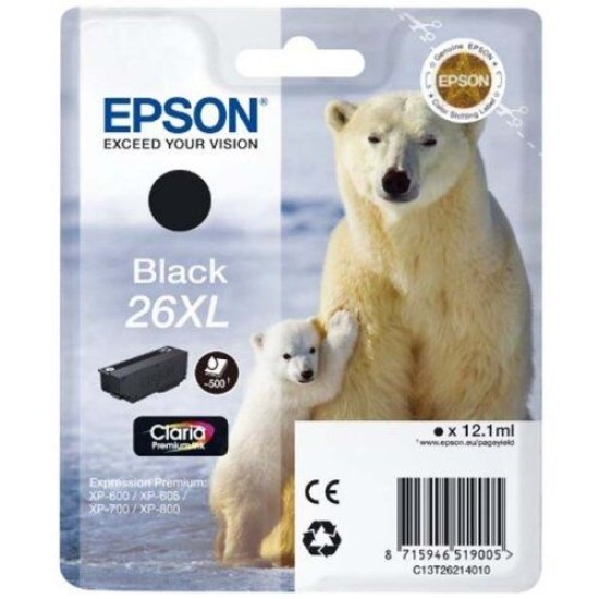 Epson C13T262140 (26XL) Siyah Orjinal Kartuş - XP-600 Epson C13T262140 (26XL) Siyah Orjinal Kartuş - XP-600