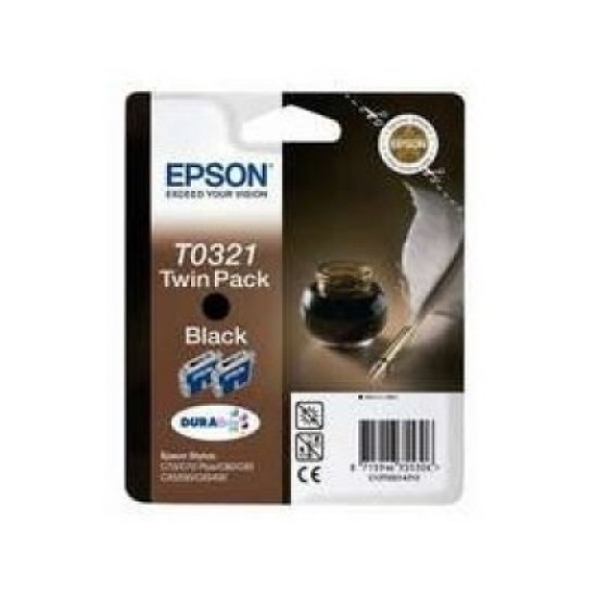 Epson C13T032142 (T0321) İkili Paket Siyah Orjinal Kartuş - Stylus C70 / C80