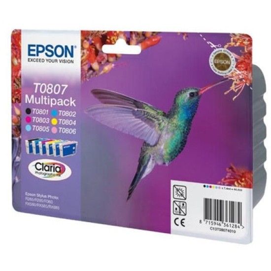 Epson C13T08074020 (T0807) 6'lı Orjinal Set Kartuş - Stylus Photo PX650 (T2297) Epson C13T08074020 (T0807) 6'lı Orjinal Set Kartuş - Stylus Photo PX650 (T2297)