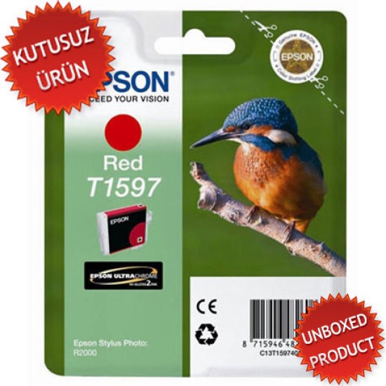 Epson C13T15974010 (T1597) Kırmızı (Red) Orjinal Kartuş - Stylus Photo R2000 (U) (T7929)