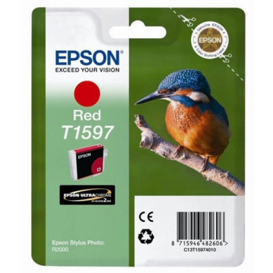 Epson C13T15974010 (T1597) Kırmızı (Red) Orjinal Kartuş - Stylus Photo R2000 (T1678)