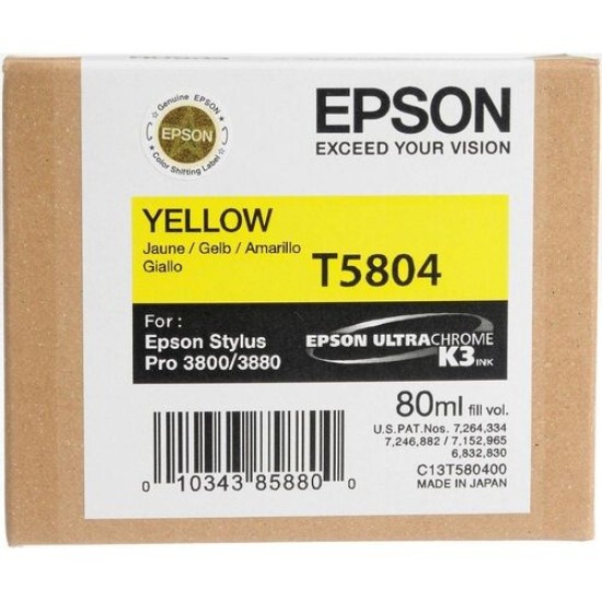 Epson C13T580400 (T5804) Sarı Orjinal Kartuş - Stylus Pro 3800 (T14920) Epson C13T580400 (T5804) Sarı Orjinal Kartuş - Stylus Pro 3800 (T14920)