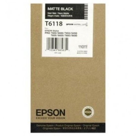 Epson C13T611800 (T6118) Mat Siyah Orjinal Kartuş - Stylus Pro 7800 (T1648) Epson C13T611800 (T6118) Mat Siyah Orjinal Kartuş - Stylus Pro 7800 (T1648)