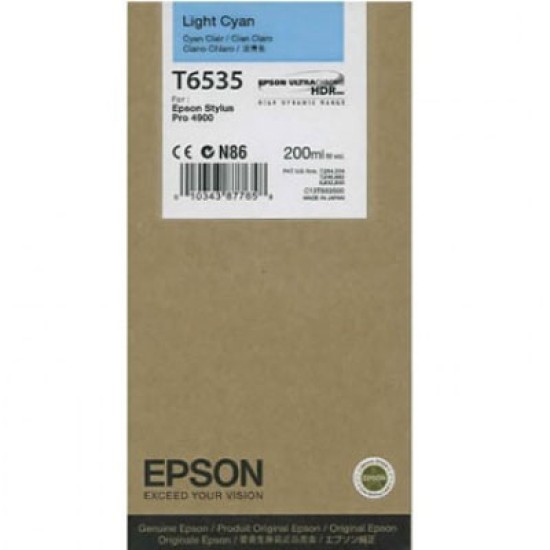 Epson C13T653500 (T6535) Açık Mavi Orjinal Kartuş - Stylus Pro 4900 Epson C13T653500 (T6535) Açık Mavi Orjinal Kartuş - Stylus Pro 4900