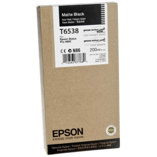 Epson C13T653800 (T6538) Mat Siyah Orjinal Kartuş - Stylus Pro 4900 Epson C13T653800 (T6538) Mat Siyah Orjinal Kartuş - Stylus Pro 4900