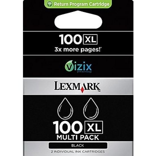 Lexmark 14N0848E (100XL) Siyah Orjinal Kartuş Yüksek Kapasite 2li Paket - S305 Lexmark 14N0848E (100XL) Siyah Orjinal Kartuş Yüksek Kapasite 2li Paket - S305
