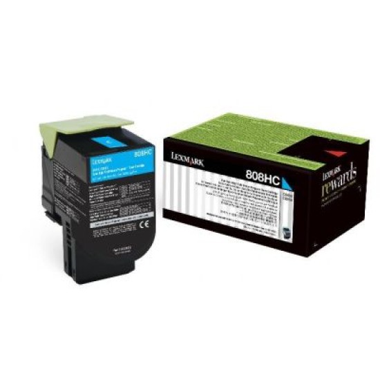 Lexmark 80C8HC0 (808HC) Mavi Orjinal Toner Yüksek Kapasite - CX410 / CX510 Lexmark 80C8HC0 (808HC) Mavi Orjinal Toner Yüksek Kapasite - CX410 / CX510