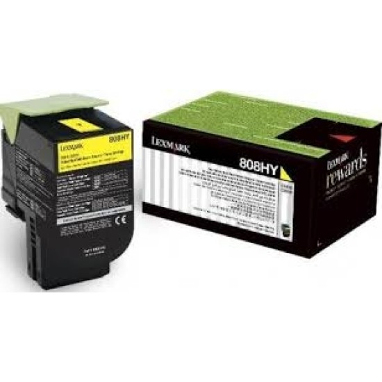 Lexmark 80C8HY0 (808HY) Sarı Orjinal Toner Yüksek Kapasite - CX410 / CX510 (T3303)