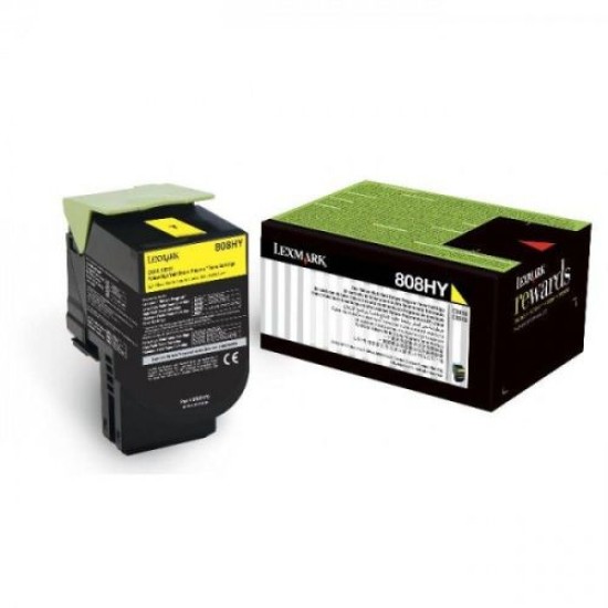 Lexmark 80C8HYE (808HYE) Sarı Orjinal Toner - CX410 / CX510 Lexmark 80C8HYE (808HYE) Sarı Orjinal Toner - CX410 / CX510