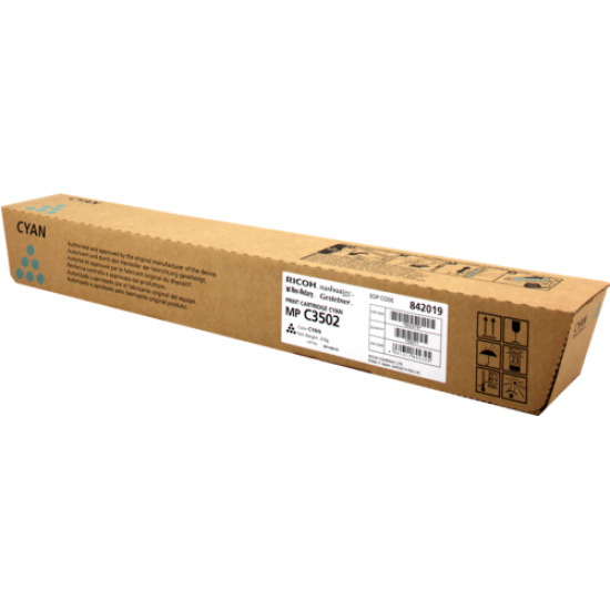 Ricoh 842019 MP-C3002 / MP-C3502 Mavi Orjinal Fotokopi Toneri 18.000 Sayfa (T10338) Ricoh 842019 MP-C3002 / MP-C3502 Mavi Orjinal Fotokopi Toneri 18.000 Sayfa (T10338)