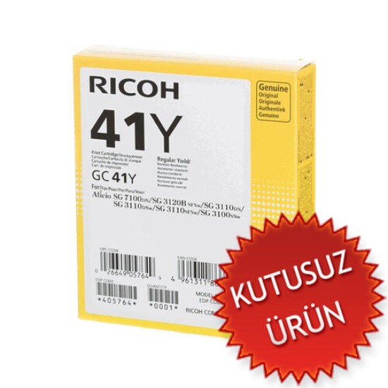 Ricoh GC41Y 405768 / 405764 Geljet Sarı Orjinal Kartuş (U) (T15971) Ricoh GC41Y 405768 / 405764 Geljet Sarı Orjinal Kartuş (U) (T15971)